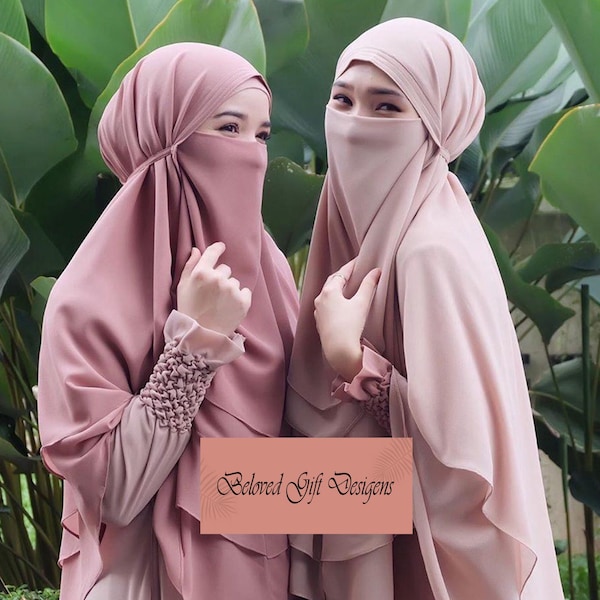 Instan Hijab With Niqab / Instan Khimar Niqab / Instan Hijab For Muslim Women / Niqab Veil