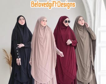 Conjunto francés Khimar Abaya: vestido coreano Jersey Hajj Umroh