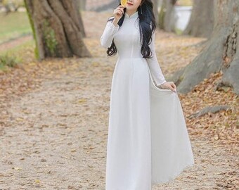 Traditional Women&#39;s White Ao Dai with 4 Sides -Áo Dài Trắng Nữ 4 Tà Truyền Thống  , Ao Dai for Girls, Ao Dai for Women, Ao Dai WEDDING