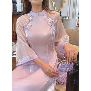 Modernized Ao Dai with Embroidered Straight Shape-Áo Dài Cách Tân Dáng Suông Thêu- Ao Dai for Girl,Ao Dai for Women