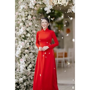 Vietnamese Ao dai red beautiful (áo dài truyền thống ), Vietnamese Ao Dai for Women, Ao Dai for Girls, Dress Wedding