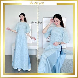 Modified Ao Dai with Round Neck and Rose Silk Brocade-Áo Dài Cổ Tròn Lụa Gấm Tơ Hồng, Ao Dai for Girls, Ao Dai for Women, Ao Dai WEDDING