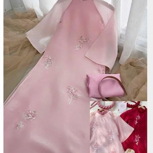 Modernized Ao Dai with Embroidered Straight Shape-Áo Dài Cách Tân Dáng Suông Thêu- Ao Dai for Girl,Ao Dai for Women