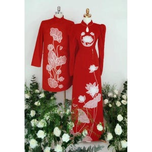 Cặp áo dài nam nữ cới hỏi màu đỏ-Rote Hochzeit ao dai für Männer und Frauen - Ao Dai für Braut, Ao Dai HOCHZEIT