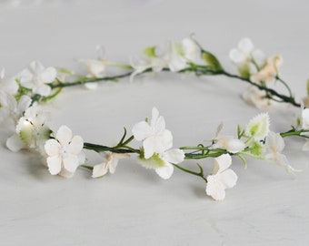 Ivory Flower Crown, Flower Girl Flower Crown, Bride Flower Crown, Flower Girl Headpiece, Flower Girl Headband, Bridal Flower Wreath, Vine