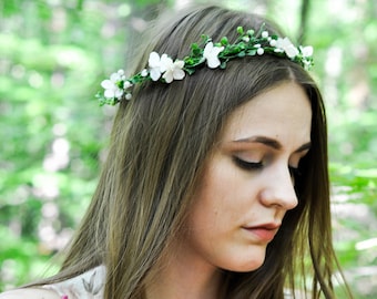 Flower Girl Crown, Wedding Bride Flower Wreath, Wedding Flower Headband Bride, Flower Girl Headpiece, Boho Flower Crown, Green Flower Crown