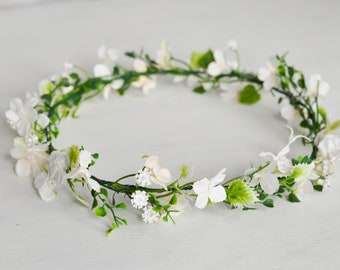Flower Girl Crown, Boho Flower Crown, Ivory Flower Wreath, Wdding Flower Crown, Small Flower Vine , Flower Girl Headpiece, Flower Headband
