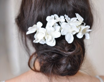 Pince à cheveux de mariage, pince à cheveux de mariée, peigne à cheveux de fleur de mariage, peigne à cheveux en ivoire de fleur de mariée, peigne rustique, coiffe blanche de mariage boho