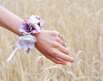 Blush Pink Flower Wrist Corsage, Flower Hand Bracelet, Bride Wrist Corsage, Flower Girl Wrist Corsage, Flower Hand Bracelet, Bridal Corsage