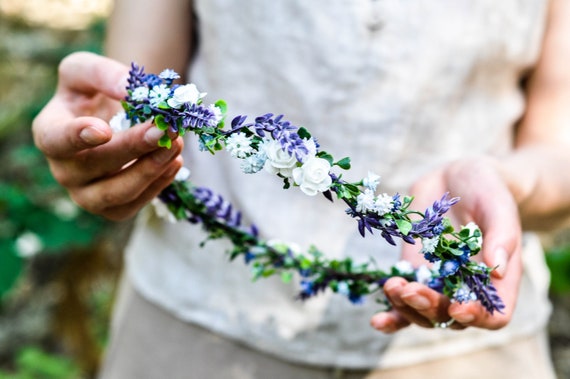 Corona de flores para niña de las flores (lavanda)