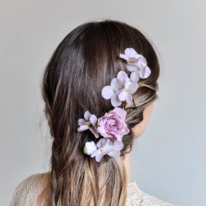 Pink Blush Flower Pins, Violet Flower Wedding Hair Pins, Bride Flower Hair Pins, Flower Hair Clip, Bridal Hair Pins for Bride or Bridesmaid image 6