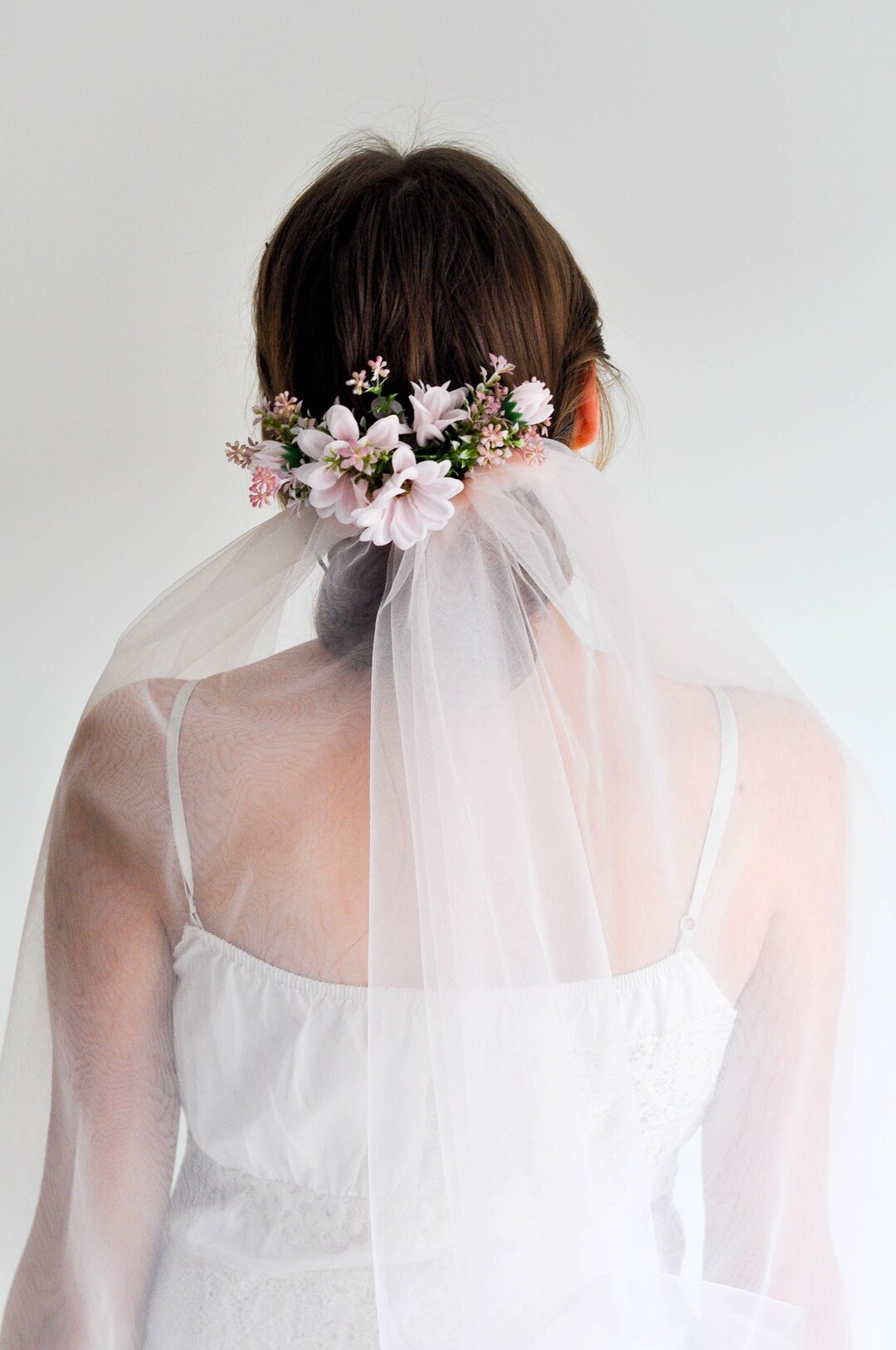 Veil Wedding Veil Flowers Bridal Veil Floral Wedding Veil Etsy