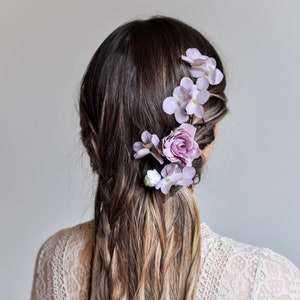 Pink Blush Flower Pins, Violet Flower Wedding Hair Pins, Bride Flower Hair Pins, Flower Hair Clip, Bridal Hair Pins for Bride or Bridesmaid image 9