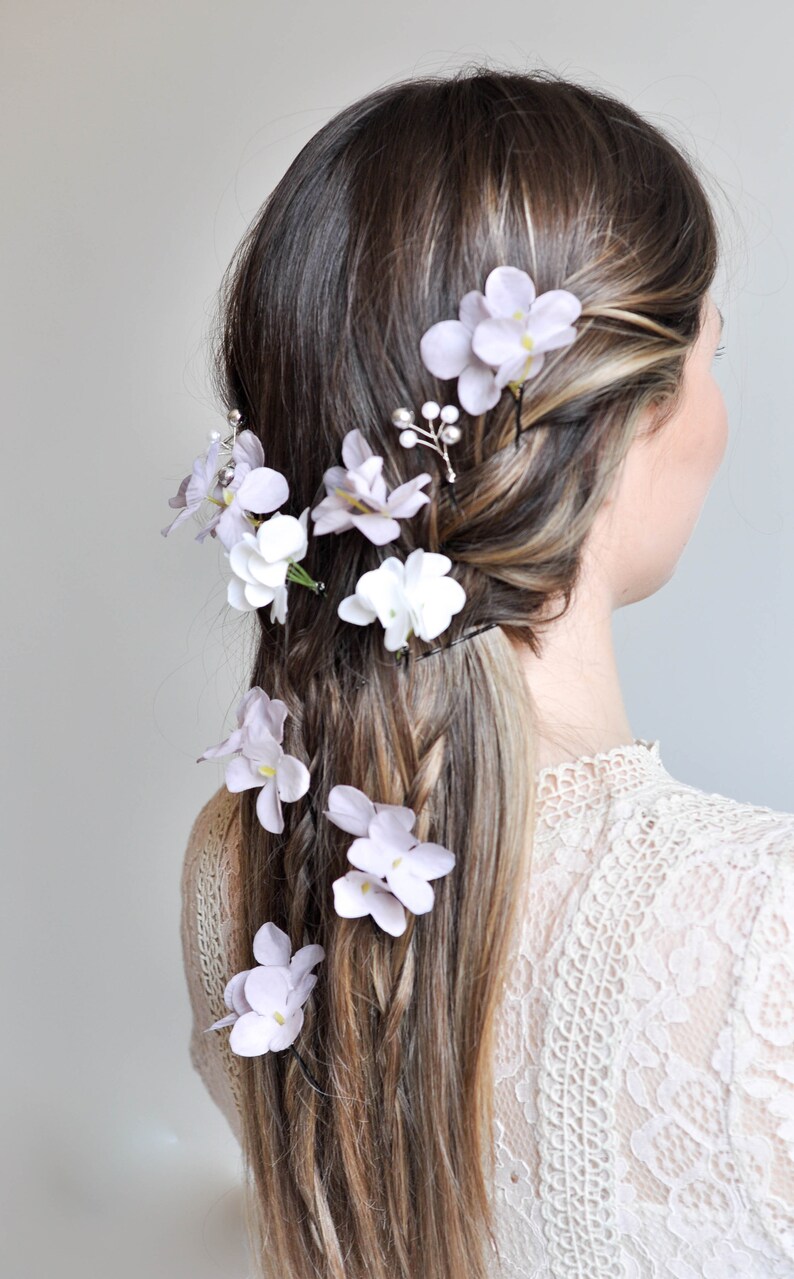 Flower Hairpins, Wedding Hairstyle Bride, Bridal Hair Accessories, Wedding Hairpins, Hair Pin Vine Bridal, Flower Girl Accessories image 9
