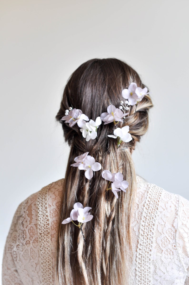 Flower Hairpins, Wedding Hairstyle Bride, Bridal Hair Accessories, Wedding Hairpins, Hair Pin Vine Bridal, Flower Girl Accessories image 5