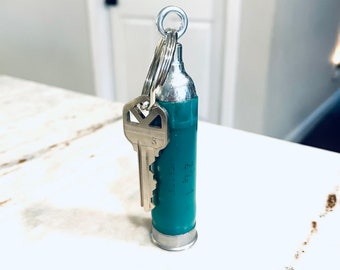 Handmade Shotgun Shell Keychain, 12 Gauge Bullet Decor