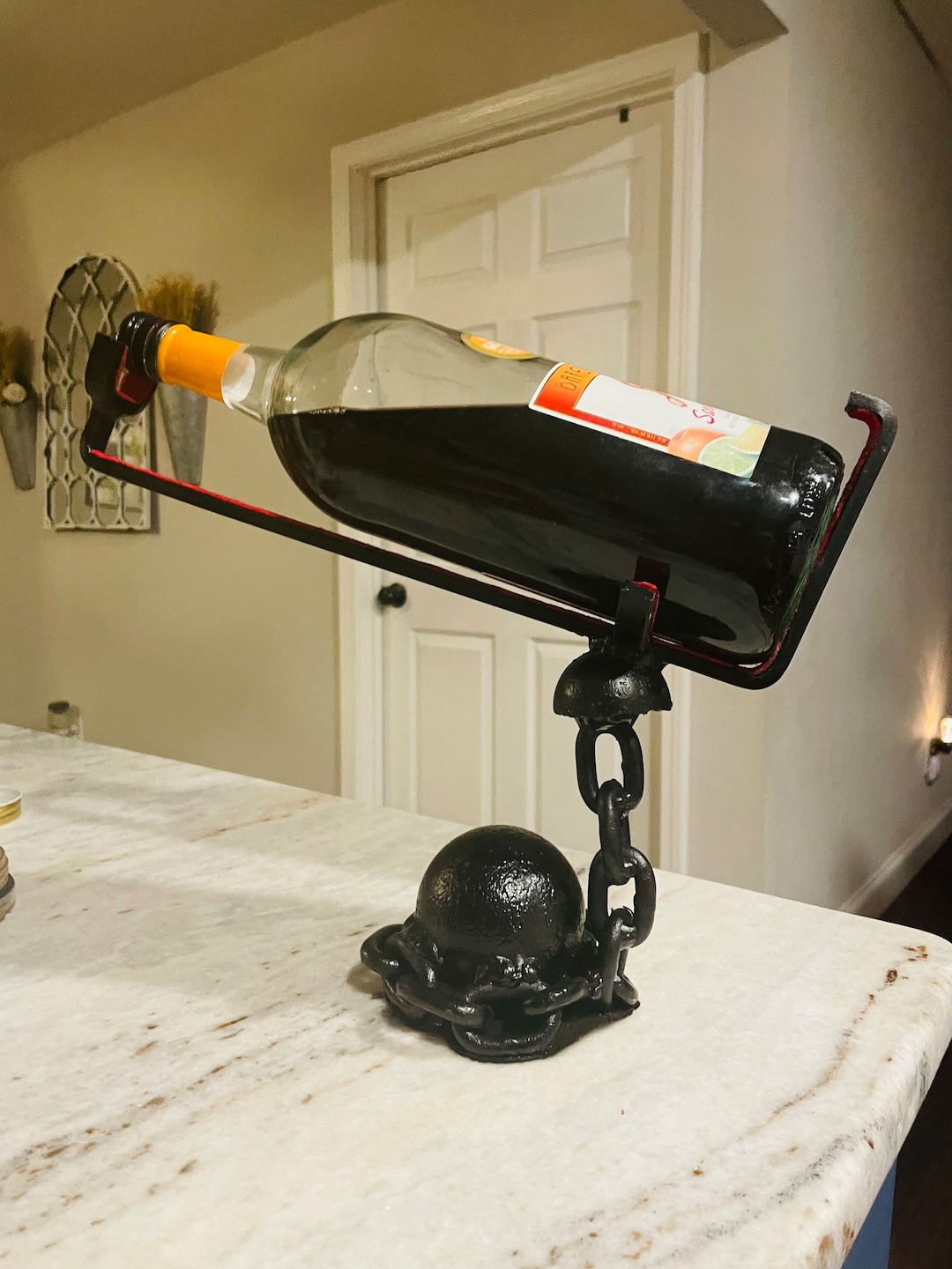 Welded Metal Wine Holders Ball And Chain Wine Holder, Welded - Main Image