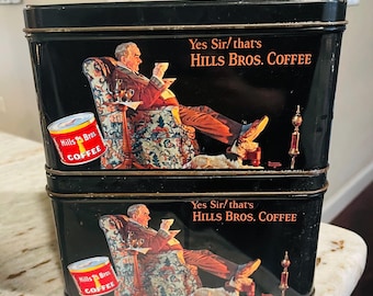 Vintage Hills Bros Coffee Tin & 1998 Nestle Container Set