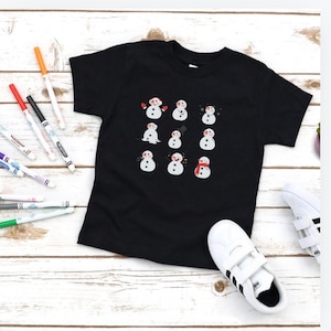 Snowman Toddler Tee, Christmas Holiday Kids Shirt