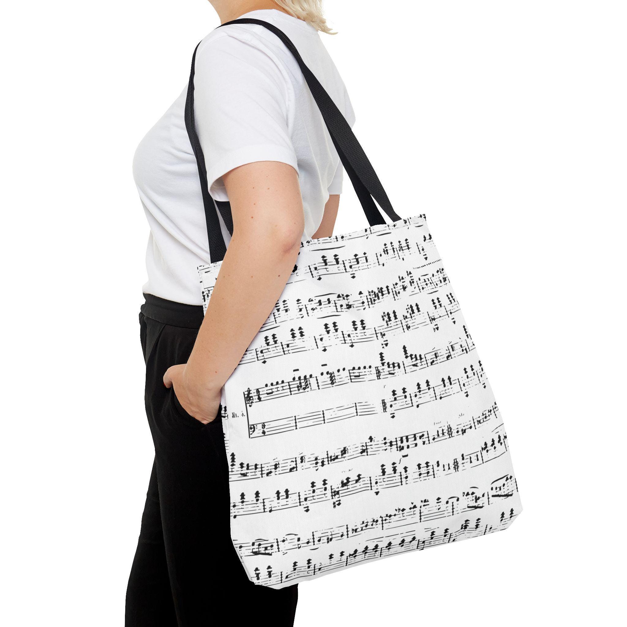 Piano Music Notes Tote Bag | Sheet Music Pattern - Etsy
