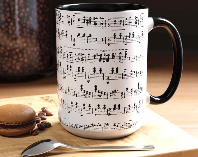 Music Notes Coffee Mug: Piano Lover Gift - 11oz/15oz