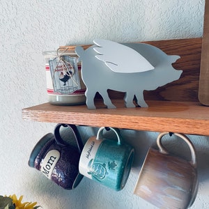 Handmade Flying Pig Shelf Sitter: Reclaimed Wood Farmhouse Decor
