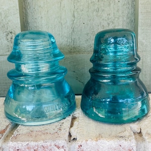 Vintage Aqua Glass Insulators: Railroad Americana