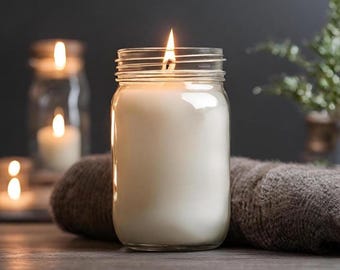 Hand Poured Soy Wax Candle, 16 oz Mason Jar