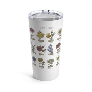 Birth flowers Tumbler 20oz, birth flowers coffee mug, birth flowers