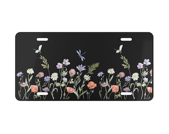 Wildflowers Vanity Plate, wildflowers license plate, floral license plate, hippie, boho