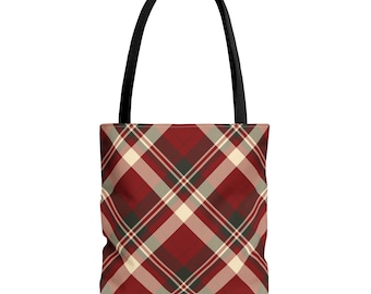 Plaid Christmas Tote Bag, Red and Green Holiday Market Bag