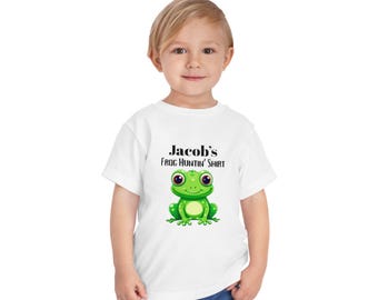 Personalized Frog Toddler Tee, Custom Kids Graphic Shirt in 100% Cotton