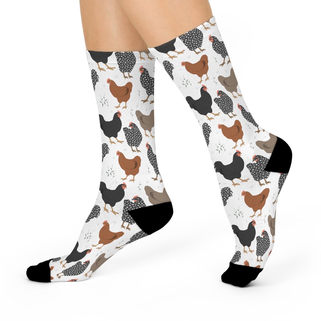 Chicken All Over Print Socks, Chicken Socks, Rooster Socks, Farm Animal