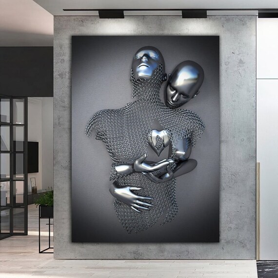 3D Effect Art Love Heart Canvas Wall Art - Canvas Prints, Painting