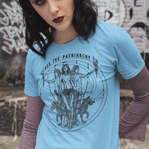 Hex the Patriarchy Vintage Shirt, Naked Witches Wolves, Lesbian Goth Tee, Halloween Feminist Shirts, Feminist Witch Bella Canvas 3001 Shirt