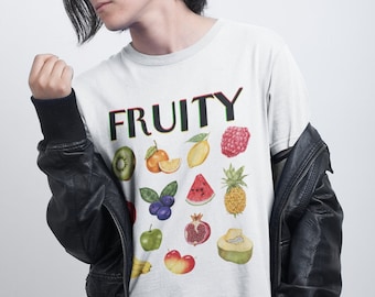 Fruktig vintage-tröja, retro lesbisk t-shirt, queer cottagecore-t-shirts, subtil bisexuell pride-tröja, roliga gaypresenter