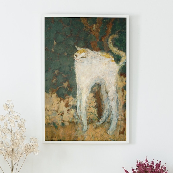 Long Legs Cat Print, Cursed Cat Painting by Pierre Bonnard, Whimsical Room Wall Art, Ugly Renaissance Cat Premium Matte Unframed Poster