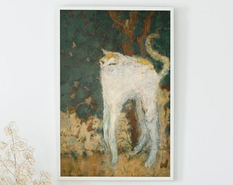 Long Legs Cat Print, Cursed Cat Painting by Pierre Bonnard, Whimsical Room Wall Art, Ugly Renaissance Cat Premium Matte Unframed Poster