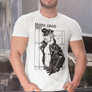 Mardi Gras 1981 Vintage Gay Shirt, Leather Daddy Bar, Pride Retro Graphic Tee