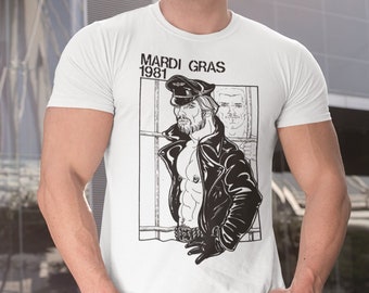 Mardi Gras 1981 Vintage Gay Shirt, Leather Daddy Bar, Pride Retro Graphic Tee