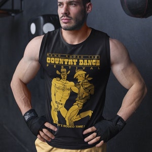 Reno Nevada Queer Rodeo Country Dance Festival Sleeveless Tank, Gay Cowboys Retro Muscle Shirt, LGBT Vintage Top, Homosexual Nostalgia Gifts