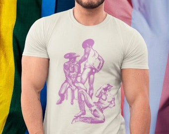 Naked Gay Cowboys Shirt, Retro Queer Rodeo Tee, Vintage Gay Illustration Graphic T shirts, Funny Gay Gifts, Aesthetic Pride Clothing