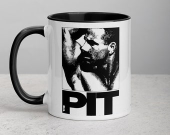 PIT Gay Bar Discoteque Mug, Vintage Leather Club Coffee Cup, Retro Queer Homosexual Graphic Gay Zine Scan, LGBTQ Pride History Gift for him