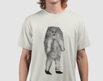 Cursed Cat Shirt, Ugly Renaissance Cat Drawing, Funny Tee For Cat Dad, Weird Medieval Art Cat In Shoes Meme Gift, Vintage Unisex Classic Tee