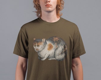 Medieval Cat Painting Shirt, Funny Meme Renaissance Cursed Cat Tee, Quirky Novelty Gift for Artsy Pet Lover, Weird Cat DadAngry Kitty Tee