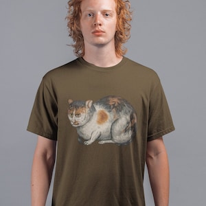 Medieval Cat Painting Shirt, Funny Meme Renaissance Cursed Cat Tee, Quirky Novelty Gift for Artsy Pet Lover, Weird Cat DadAngry Kitty Tee