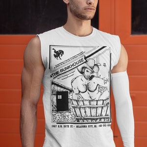 Gay Cowboys Party Tank Top, Pride Muscle Shirt, Southern Rodeo Illustration Tank Top, Western Queer Vintage Sleeveless Tee, Save the Horse