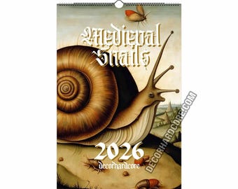 Medieval Snails 2026 Calendar Funny Manuscript Marginalia Wall Planner odd gifts