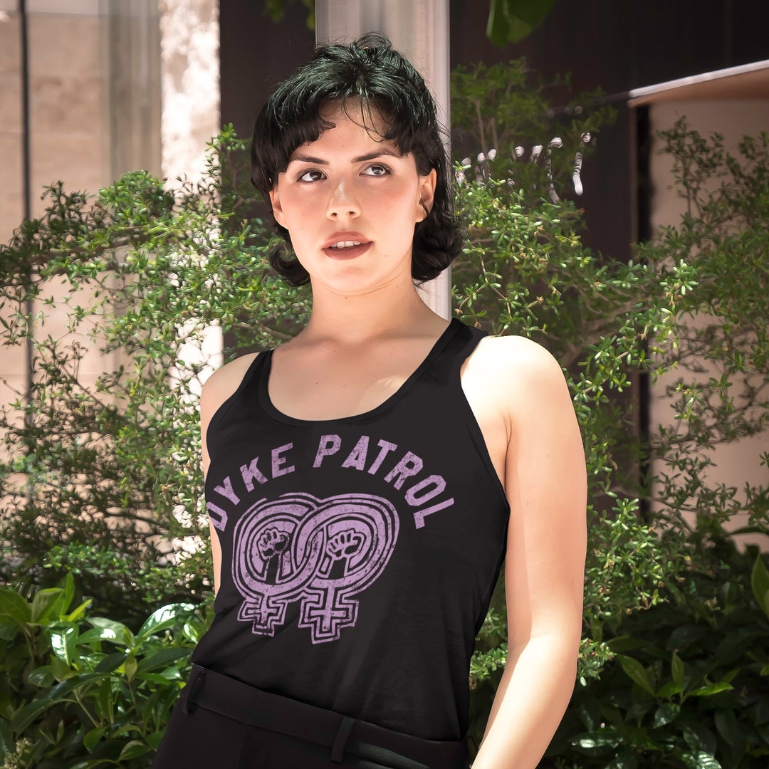 Lesbian Tank Top, Dyke Patrol Sleeveless T-shirt, LGBTQ+ Activist