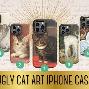 Medieval Cat i Phone case, Weird Cursed Cat Meme Phone Protection Cover, Baroque Renaissance Painting, Funny Quirky Animal Portrait Pet Gift